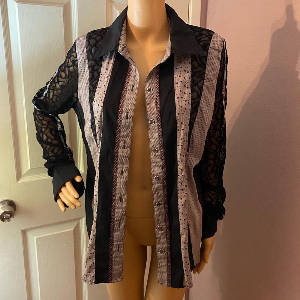 Lace Button Down Top - image 3